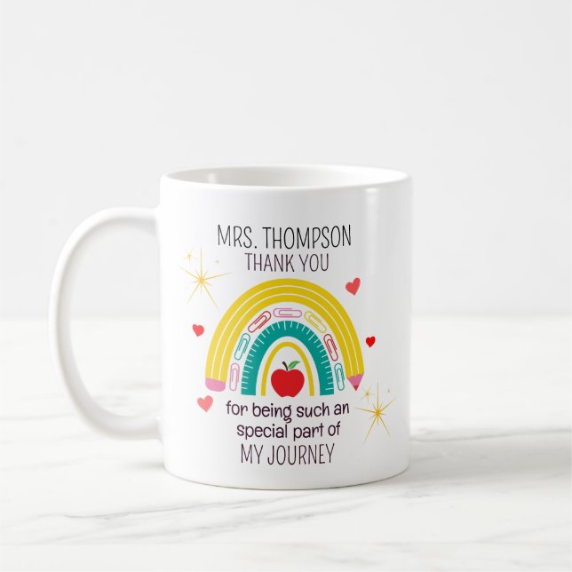 Personalised Thank You Teacher Coffee Mug (Left)