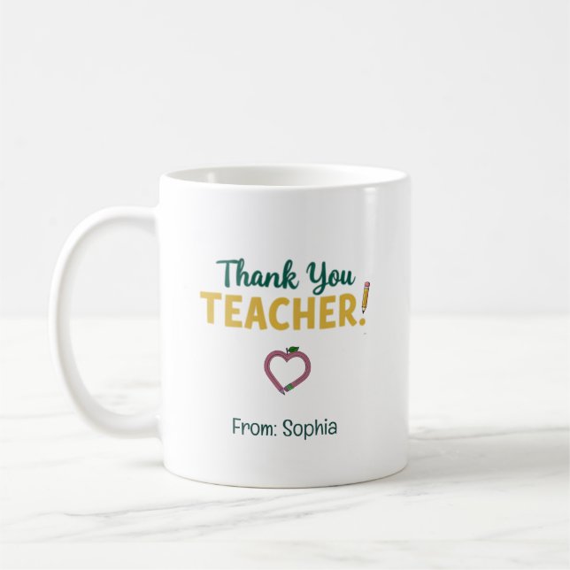 Personalised Thank You Teacher Gift From Student  Coffee Mug (Left)