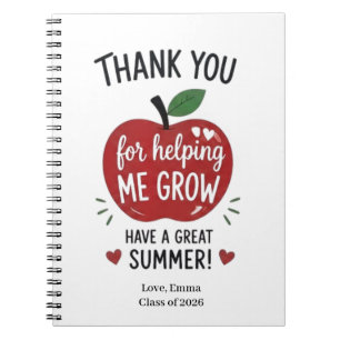 Personalised Thank You Teacher Helping Me Grow Notebook