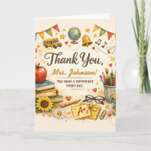 Personalised Thank You Teacher Watercolor Gift