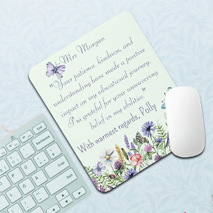 Personalised Thank You Watercolor Wildflowers  Mouse Pad