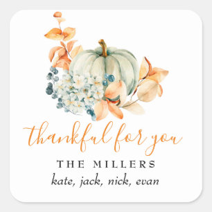 Personalised Thankful for You Thanksgiving Gift Square Sticker