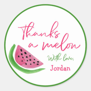 Personalised Thanks a Melon 1st Birthday Thanks Classic Round Sticker