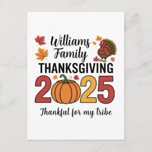 Personalised Thanksgiving 2025 Pumpkin Family Postcard