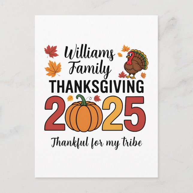 Personalised Thanksgiving 2025 Pumpkin Family Postcard (Front)