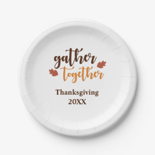 Personalised Thanksgiving Autumn Gather Together Paper Plate