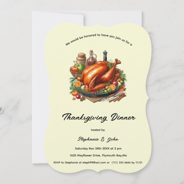 Personalised Thanksgiving Dinner Invitation (Front)