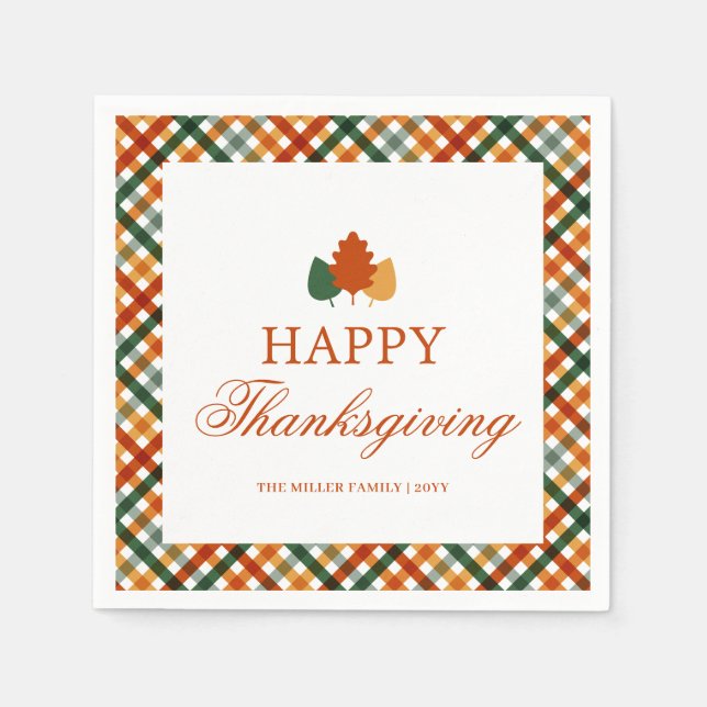 Personalised Thanksgiving Dinner Party Napkins (Front)