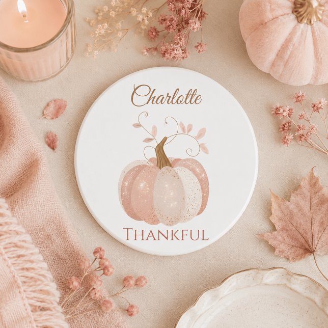 Personalised Thanksgiving – Fall Pumpkin Thankful  Coaster (Creator Uploaded)
