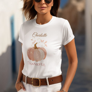 Personalised Thanksgiving – Fall Pumpkin Thankful  T-Shirt