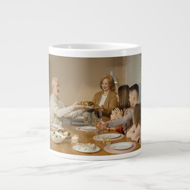 Personalised Thanksgiving family photo Large Coffee Mug (Front)
