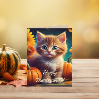 Personalised Thanksgiving Gratitude | Orange Cat Thank You Card