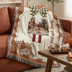 Personalised Thanksgiving monogram Custom Family Throw Blanket