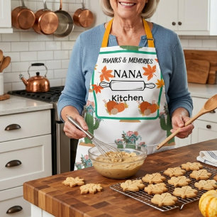 Personalised Thanksgiving Nana Apron Fall Cactus