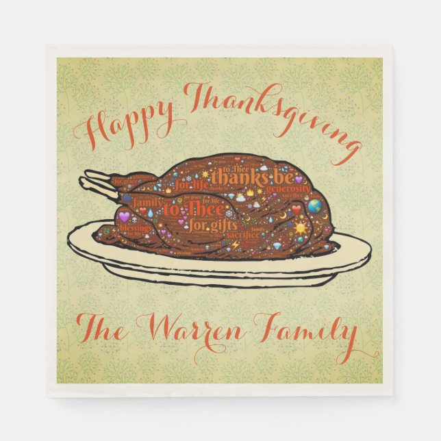 Personalised Thanksgiving Napkins (Front)