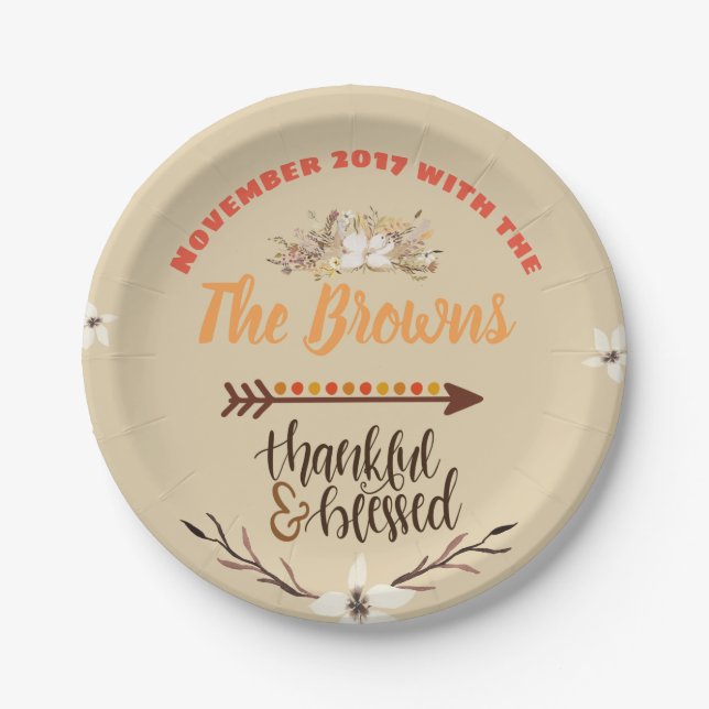 Personalised Thanksgiving  Plates (Front)