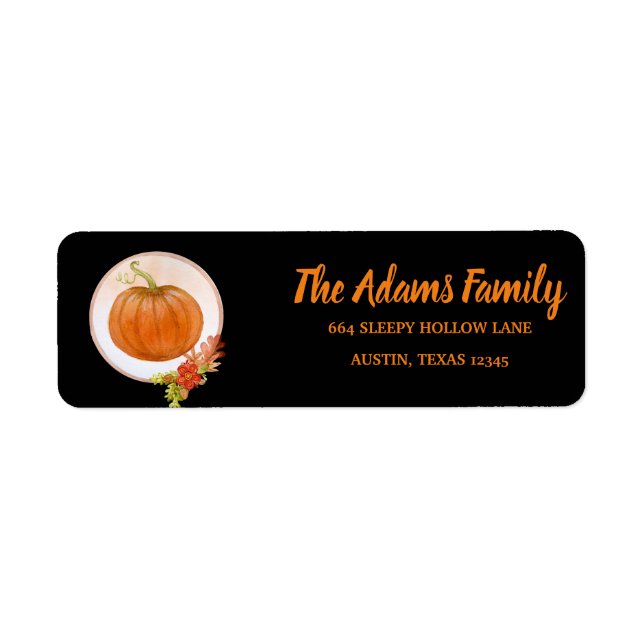 Personalised Thanksgiving Pumpkin Holiday Return Address Label (Front)