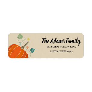 Personalised Thanksgiving Pumpkin Holiday Return Address Label