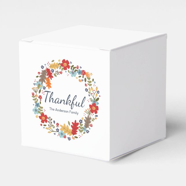 Personalised Thanksgiving Thankful Fall  Favour Box (Front Side)