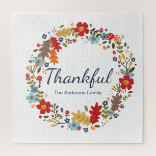 Personalised Thanksgiving Thankful Fall  Jigsaw Puzzle
