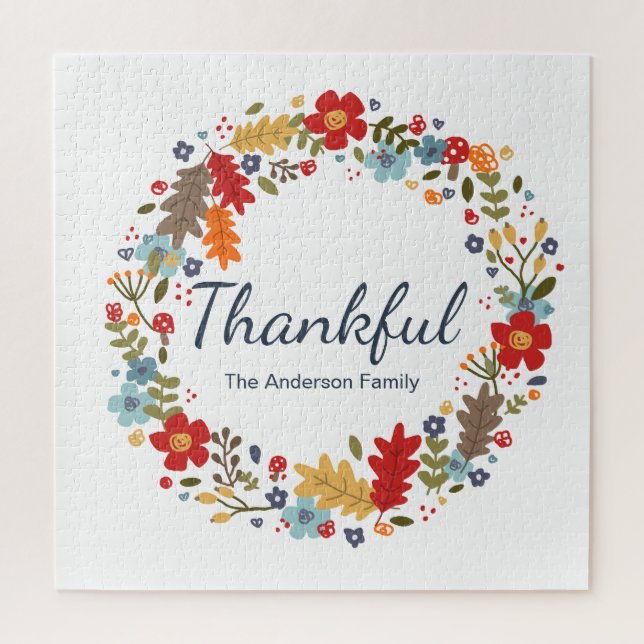 Personalised Thanksgiving Thankful Fall  Jigsaw Puzzle (Vertical)