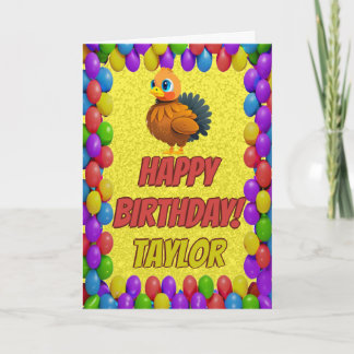 Personalised Thanksgiving Turkey Birthday Card