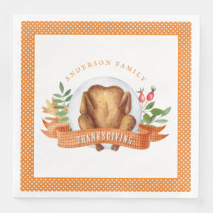 Personalised Thanksgiving Turkey Dinner Napkin