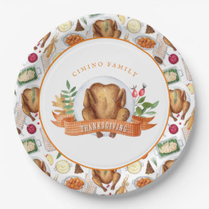 Personalised Thanksgiving Turkey Dinner  Paper Pla Plate