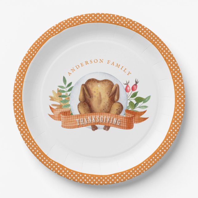 Personalised Thanksgiving Turkey Dinner  Paper Pla Plate (Front)