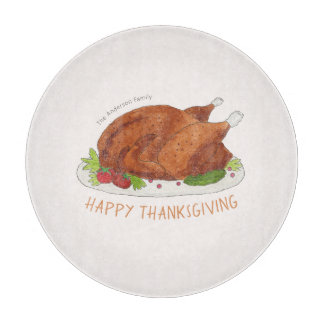 Personalised Thanksgiving Turkey Family Cutting Board