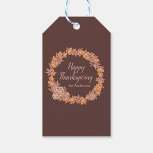 Personalised Thanksgiving Watercolor Fall Leaves Gift Tags