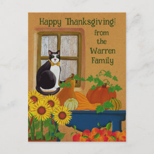 Personalised Thanksgiving with Cat Garden Flag Postcard
