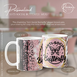 Personalised The Anti-Social Butterfly Ceramic Mug