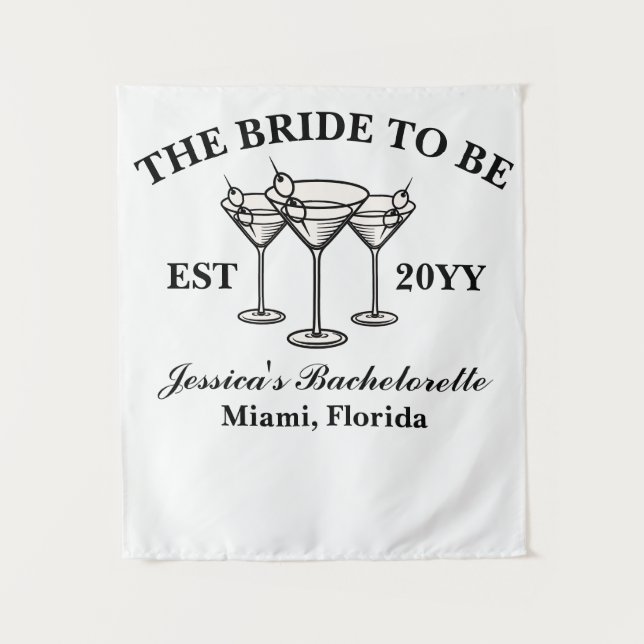 Personalised The Bride To Be Luxury Bachelorette Tapestry (Front)