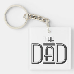 Personalised THE Dad Simple Black White Text  Key Ring