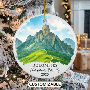 Personalised The Dolomites Ornament, Italy Ceramic Ornament