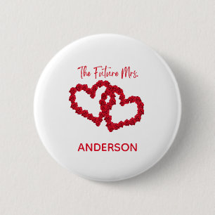Personalised The Future Mrs. Engagement Gift Roses 6 Cm Round Badge