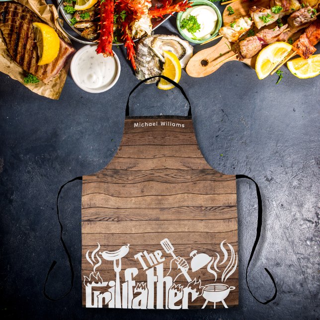 Personalised The Grillfather Rustic Farmhouse Apron (Creator Uploaded)
