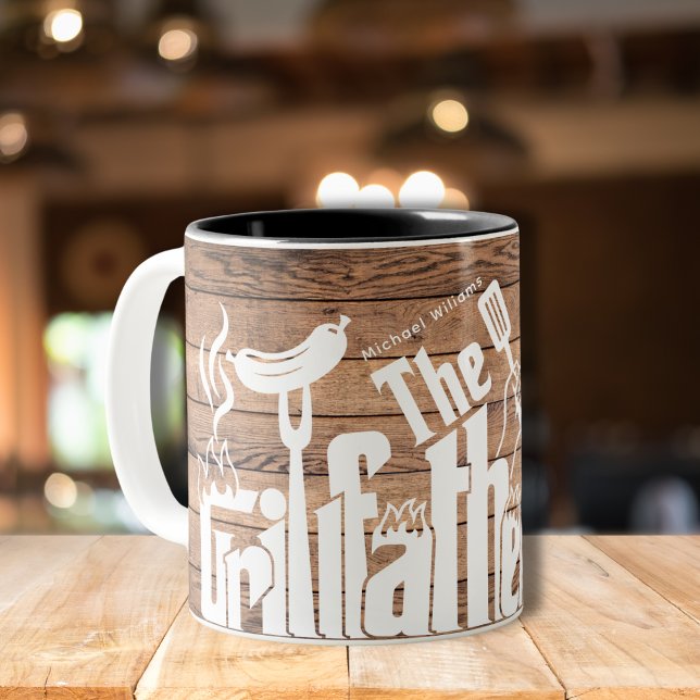 Personalised The Grillfather Rustic Farmhouse Two-Tone Coffee Mug (Creator Uploaded)