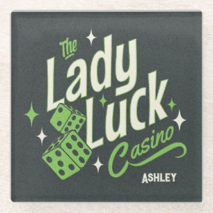 Personalised The Lady Luck Casino Glass Coaster