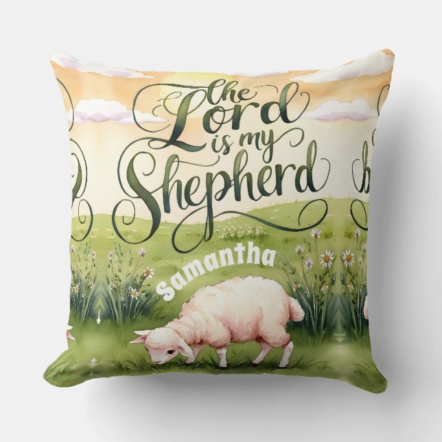 Personalised The Lord is My Shepherd Christian Cushion (Front)