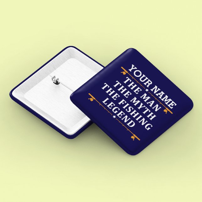 Personalised The Man The Myth The Fishing Legend 15 Cm Square Badge (Creator Uploaded)