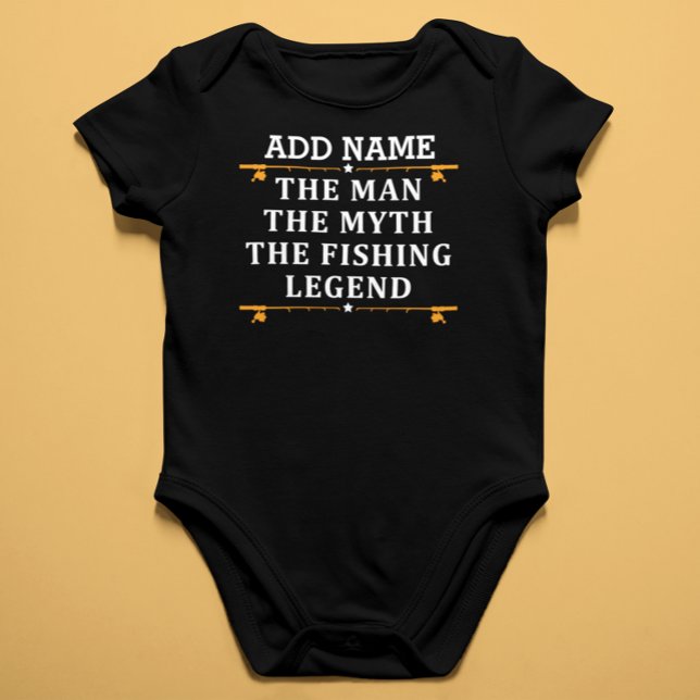 Personalised The Man The Myth The Fishing Legend B Baby Bodysuit (Creator Uploaded)