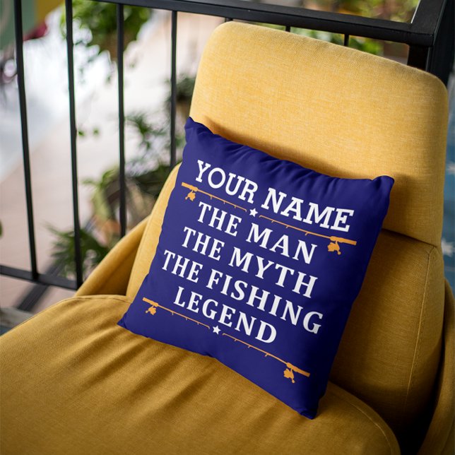 Personalised The Man The Myth The Fishing Legend Cushion (Creator Uploaded)