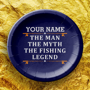 Personalised The Man The Myth The Fishing Legend Paper Plate