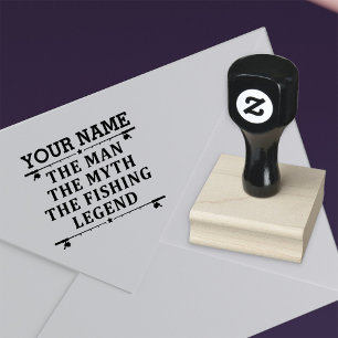 Personalised The Man The Myth The Fishing Legend Rubber Stamp