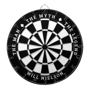 Personalised "The man, the myth, the legend" Black Dartboard