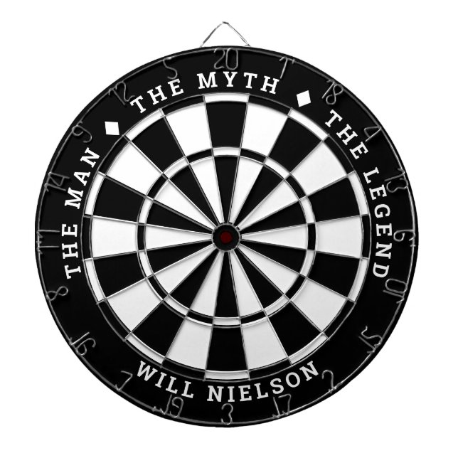 Personalised "The man, the myth, the legend" Black Dartboard (Front)