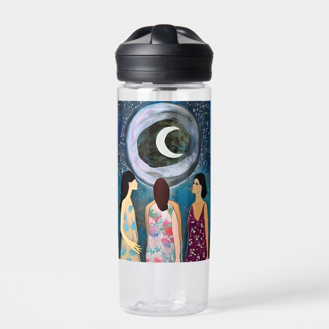 Personalised The Moon Blessing Women Artwork Water Bottle (Front)