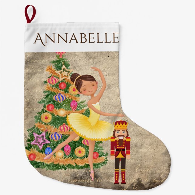 Personalised The Nutcracker Clara Ballet Holiday Large Christmas Stocking (Front)